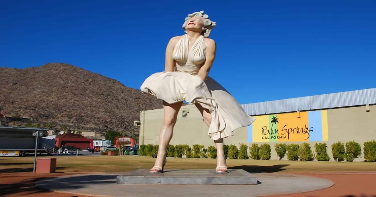 Palm Springs, California, USA 24th June 2021 A general view of atmosphere  of Marilyn Monroe Statue, Forever Marilyn which is 26 feet tall, returned  back to Palm Springs located in Downtown Palm