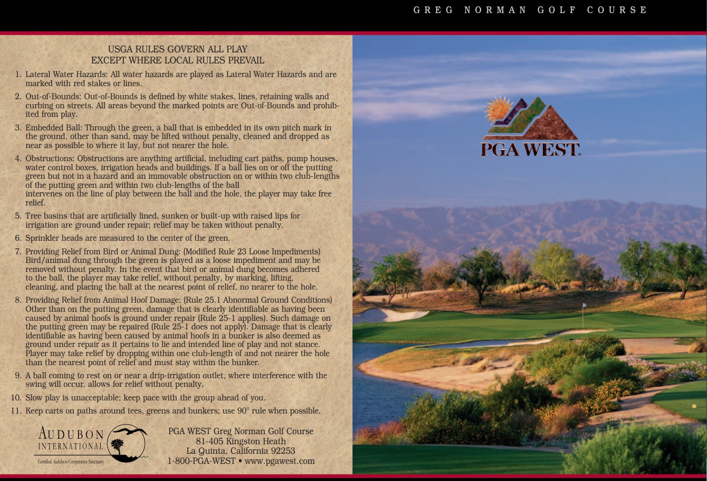 PGA West Greg Norman Palm Springs