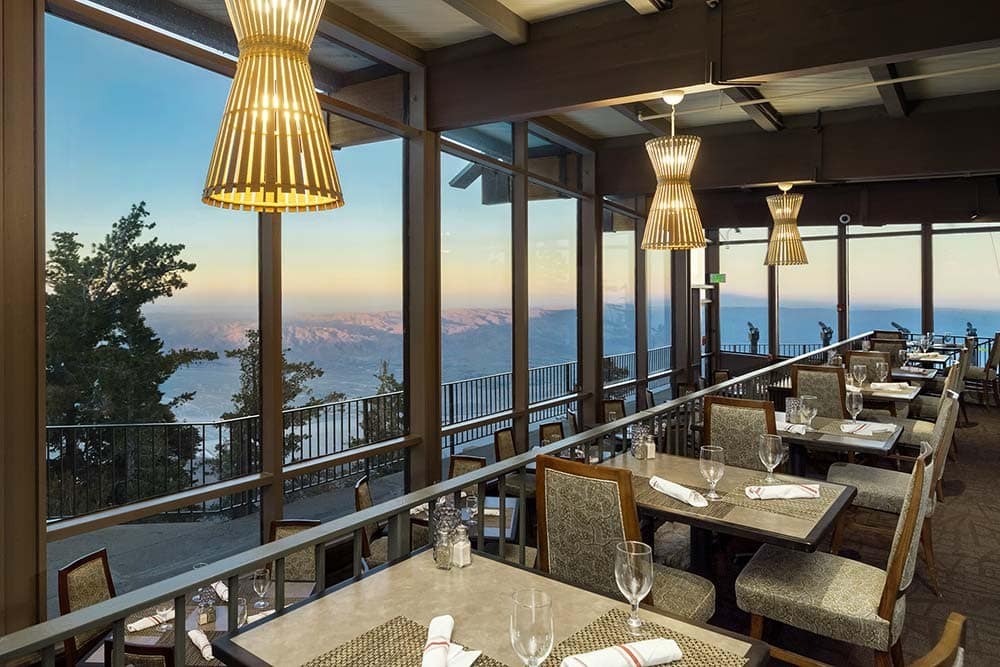 Pines Café (Mountain Station) A cafeteria-style restaurant, Pines Café is open daily with the following hours: Monday – Friday 10:00am – 8:30pm Saturday, Sunday & Holidays 8:00am – 8:30pm Prepackaged sandwiches, salads, and beverages are available for purchase. The Palm Springs Aerial Tramway Peaks Restaurant (Mountain Station)