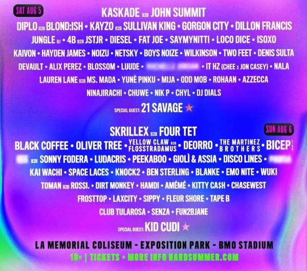 Hard Summer Music Festival 2023 Lineup, Los Angleles